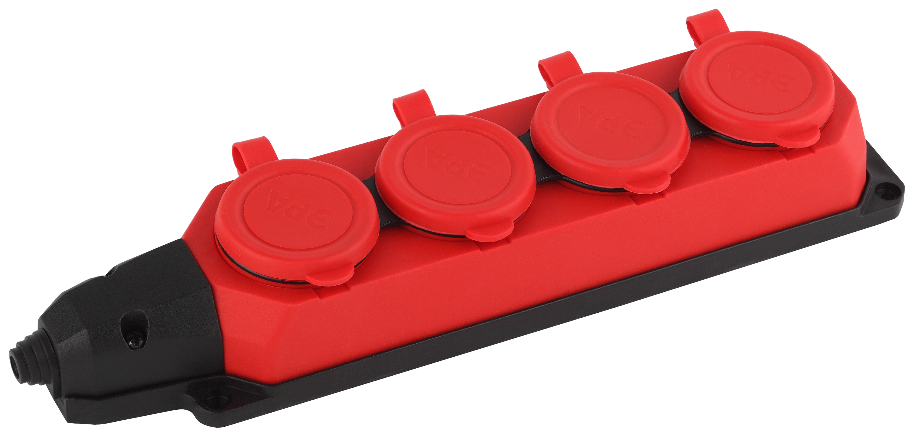 ЭРА Колодка K-4e-RED-IP44 каучуковая с заземлением 4 розетки 16A IP44 красная
