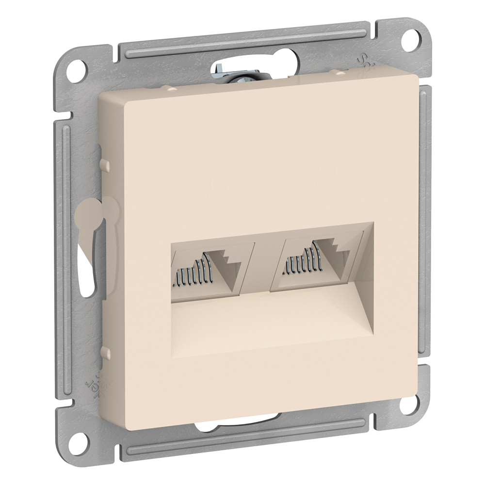 SE AtlasDesign Беж Розетка двойная компьютерная RJ45+RJ45, кат.5E, механизм