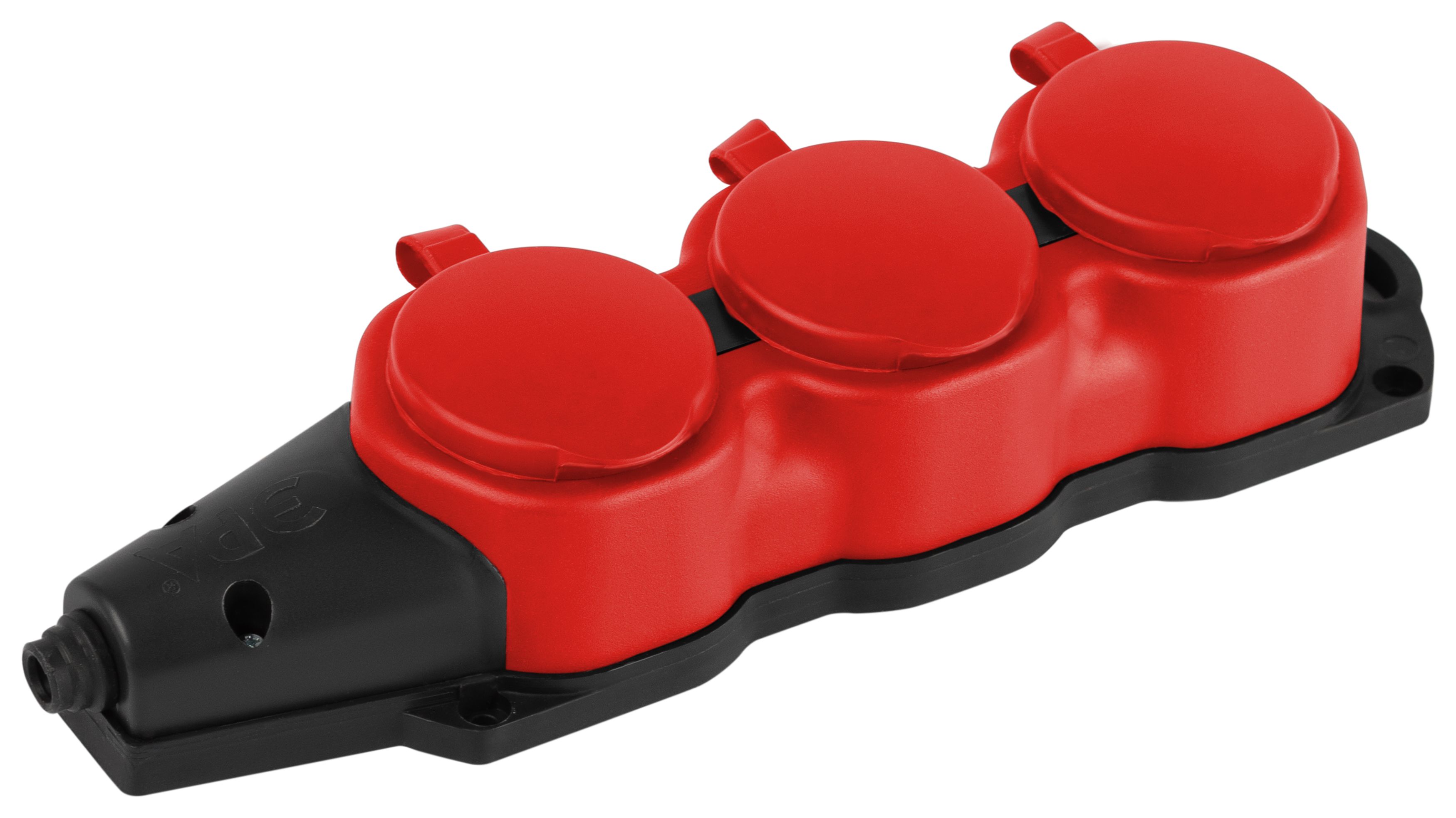 ЭРА Колодка KX-3e-RED-IP44 каучуковая с заземлением 3 розетки 16A IP44 красная