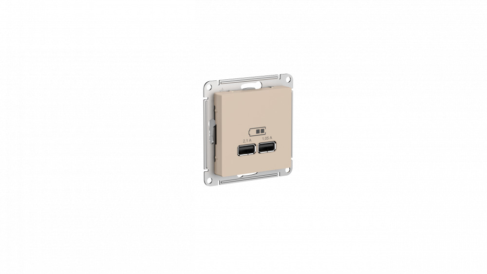 SE AtlasDesign Песочный Розетка USB A+A, 5В/2,1 А, 2х5В/1,05 А, механизм