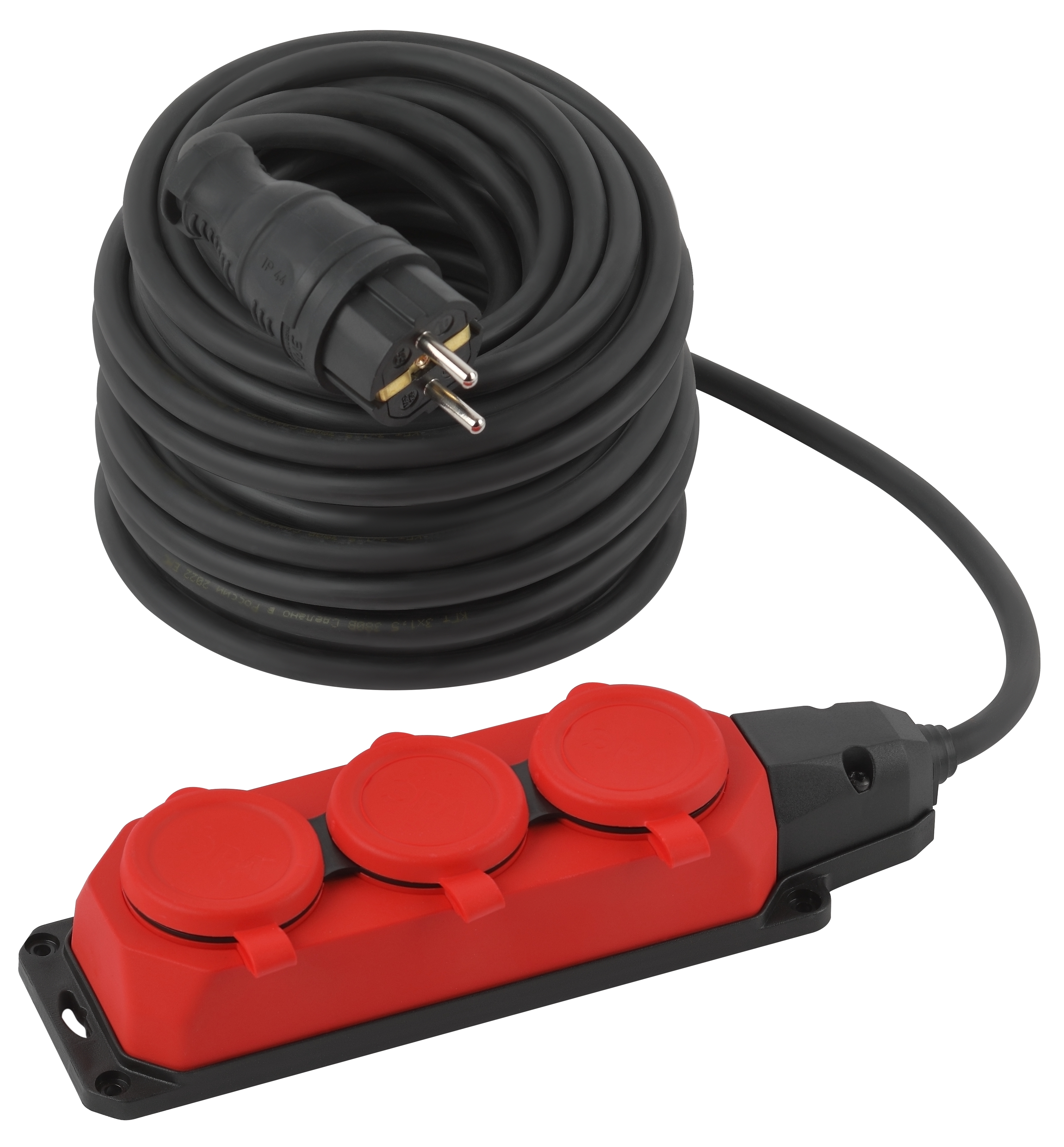 ЭРА Удлинитель силовой UK-3e-3x1,5-30m-IP44(KG) с заземлением 3 розетки каучук 30м КГ 3х1,5мм2 IP44