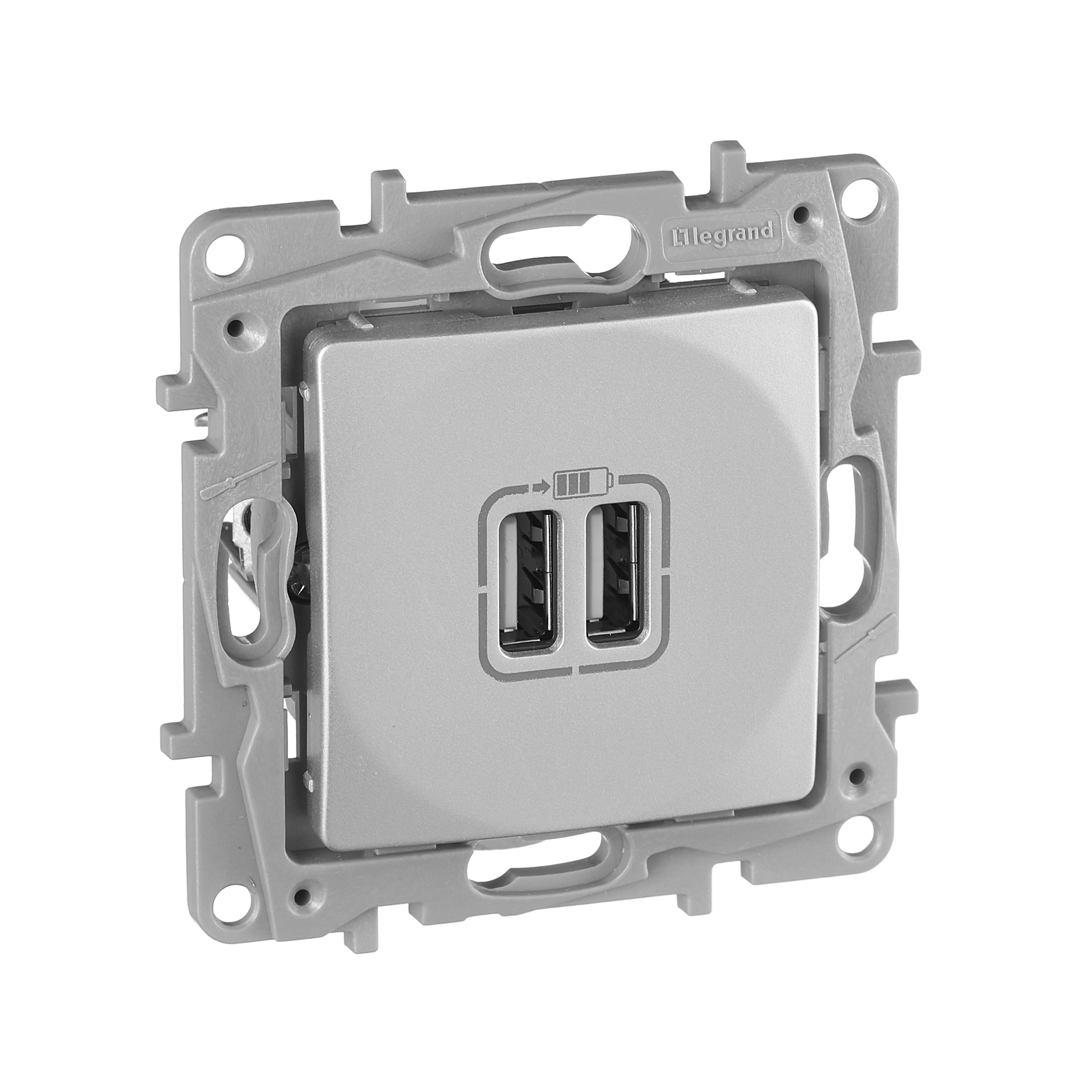 Legrand Etika Алюминий Розетка USB 2-ая 240В/5В 2400мА