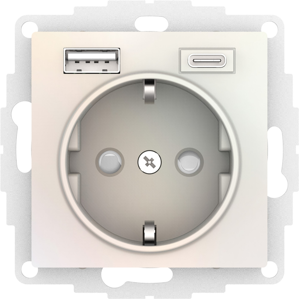 SE AtlasDesign Жемчуг Розетка 16А с USB A+C (5В/2,4А/3 А, 2х5В/1,5А), мех