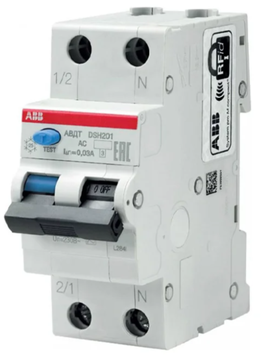 ABB DSH201 C10 AC30 6kA Выключатель автоматический дифференциального тока тока