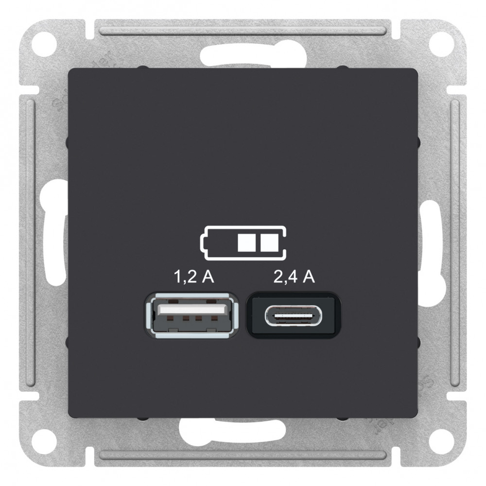 SE AtlasDesign Карбон USB A+С, 5В/2,4А, 2х5В/1,2 А, механизм