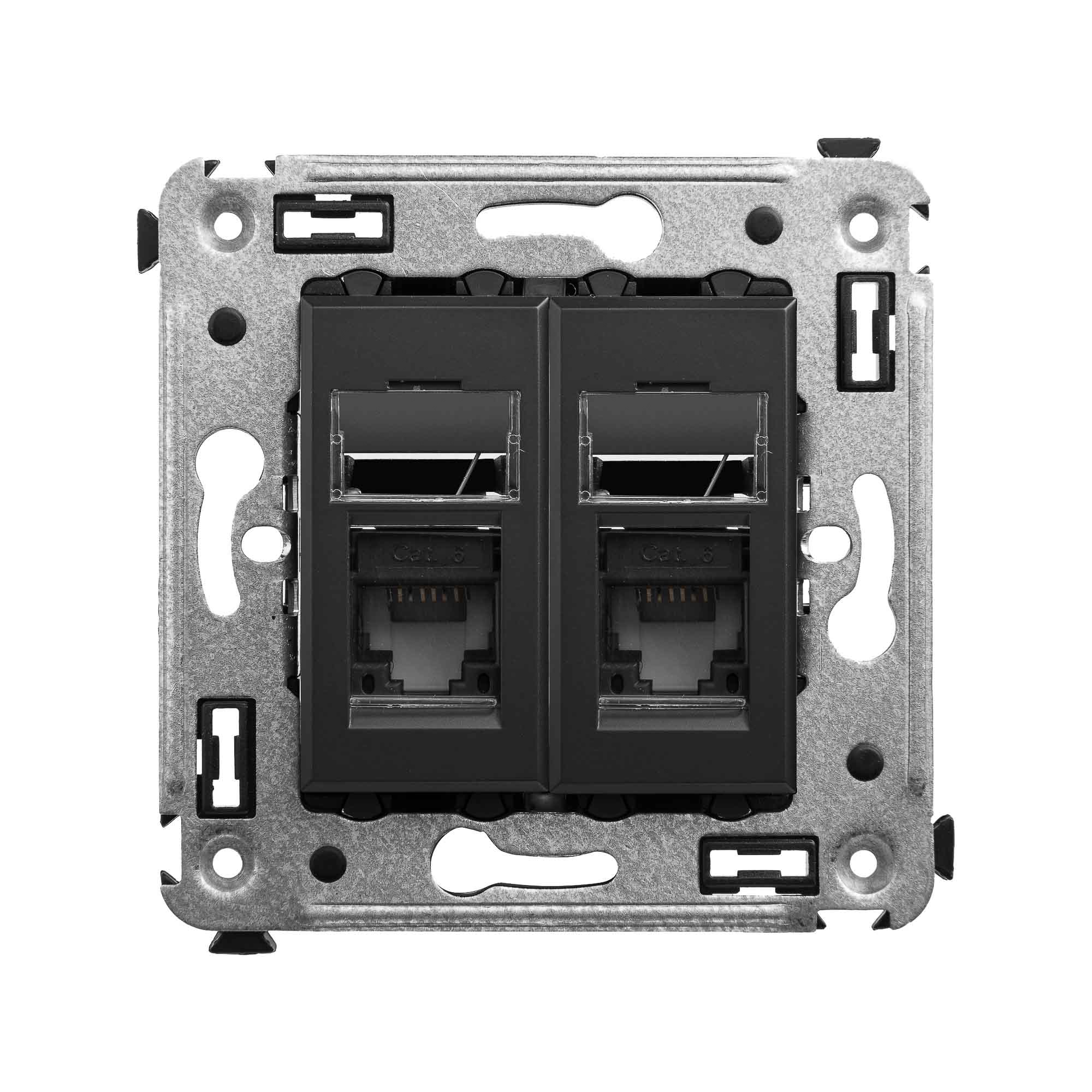 DKC Avanti Черный матовый Компьютерная розетка RJ-45 двойная  категория 6