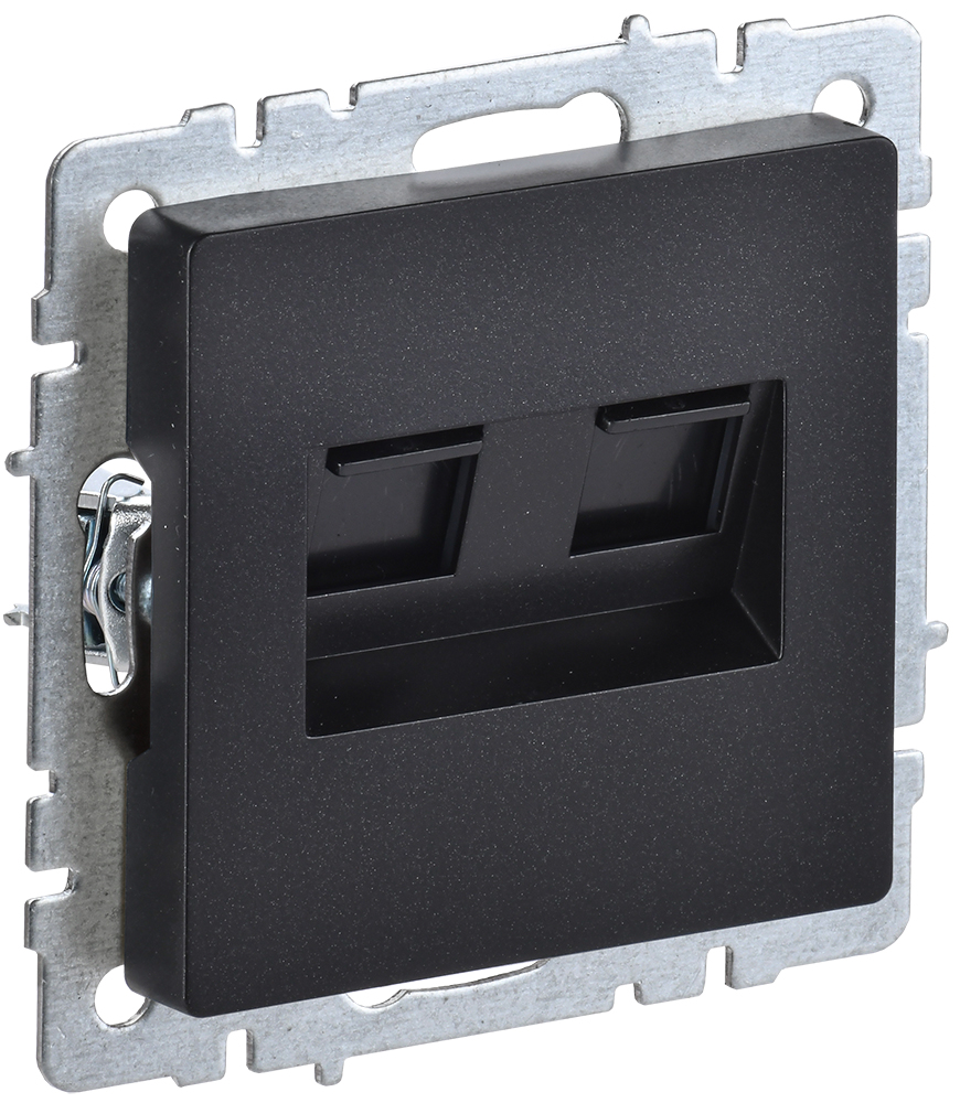 IEK BRITE Розетка компьютерная двойная RJ45 кат.5E РК10-2-БрЧ черный
