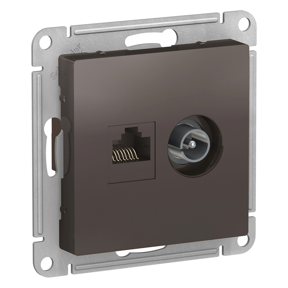 SE AtlasDesign Мокко Розетка двойная комп+ТВ, RJ45+TV, кат.5E, механизм