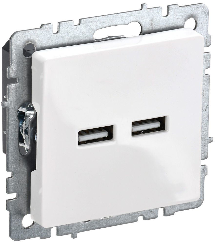IEK BRITE Роз. USB A+A 3,1А РЮ10-1-БрБ бел.
