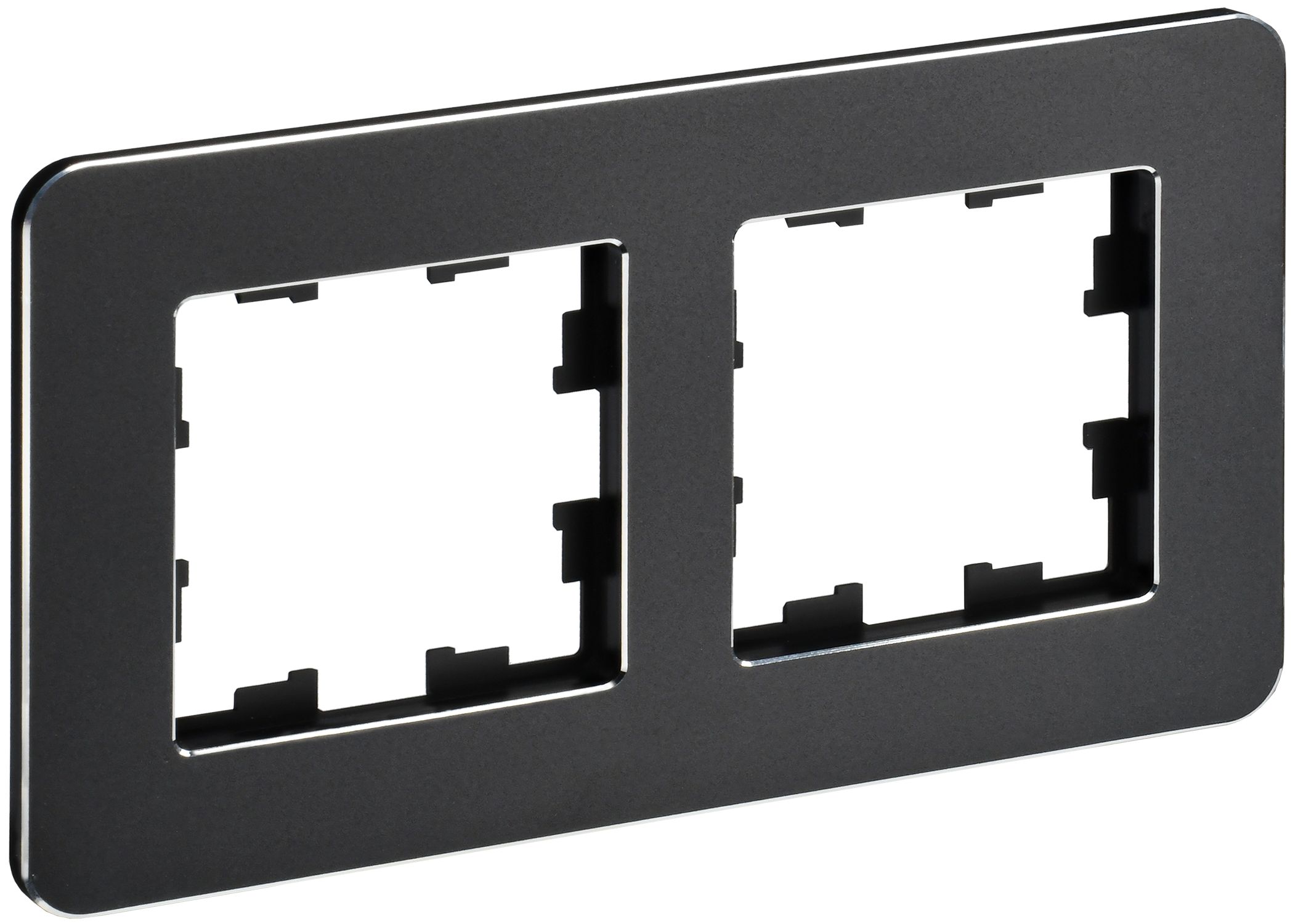 IEK BRITE DECOR Черный металл. скругл.угол Рамка 2-м РУ-2-1-Бр RE