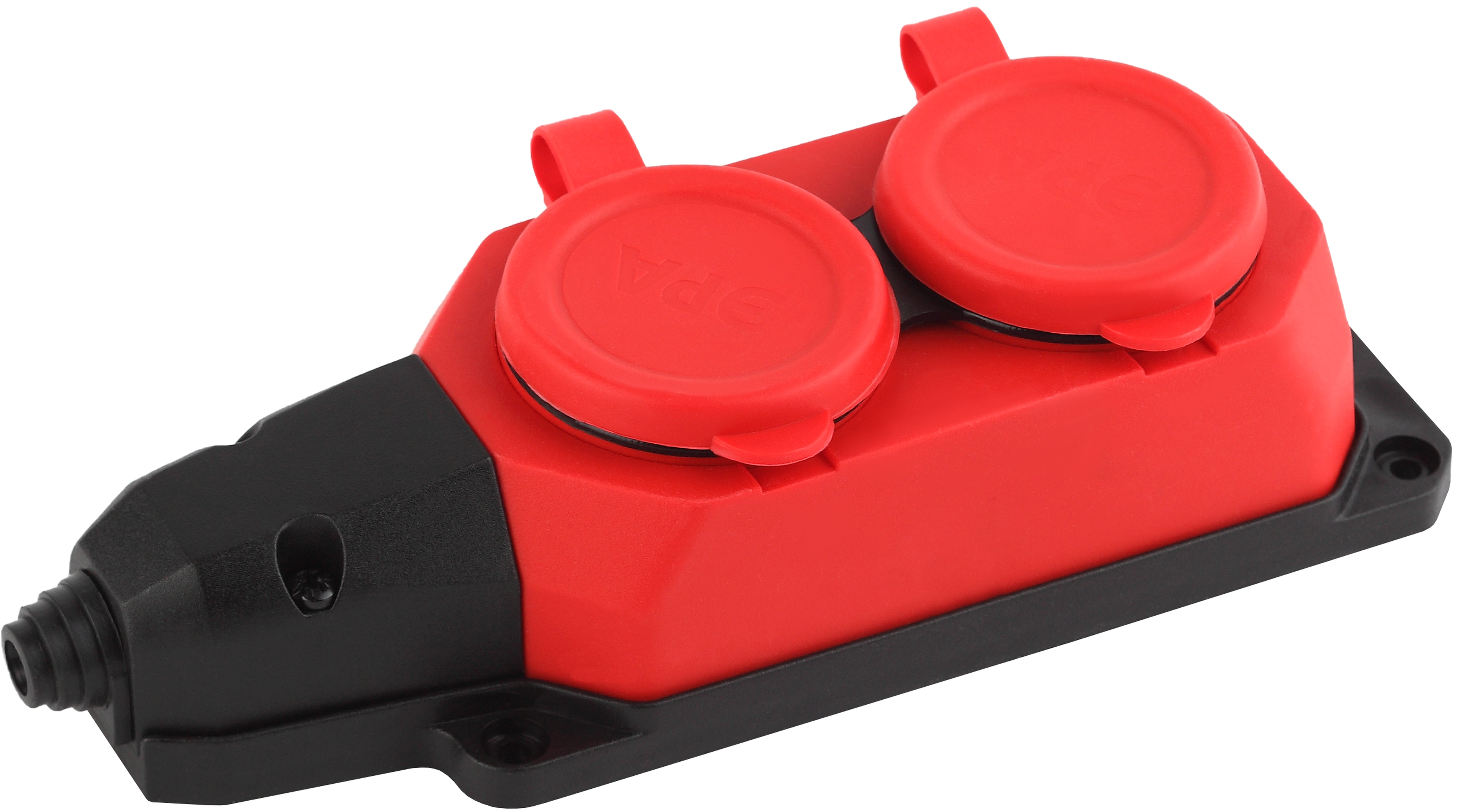 ЭРА Колодка K-2e-RED-IP44 каучуковая с заземлением 2 розетки 16A IP44 красная