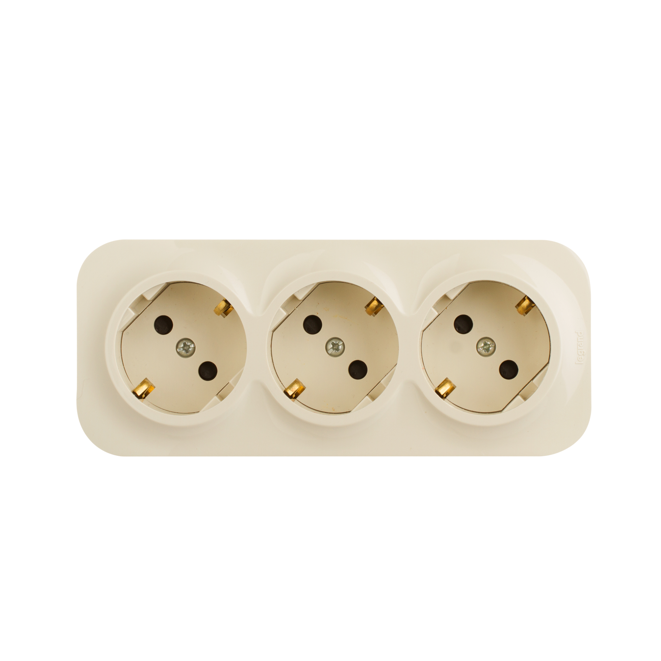 Legrand Quteo IP 20 Слоновая кость Розеточный блок с предварительным подключением 3 x 2К+З с защитными шторками - 16 A - 250 В~