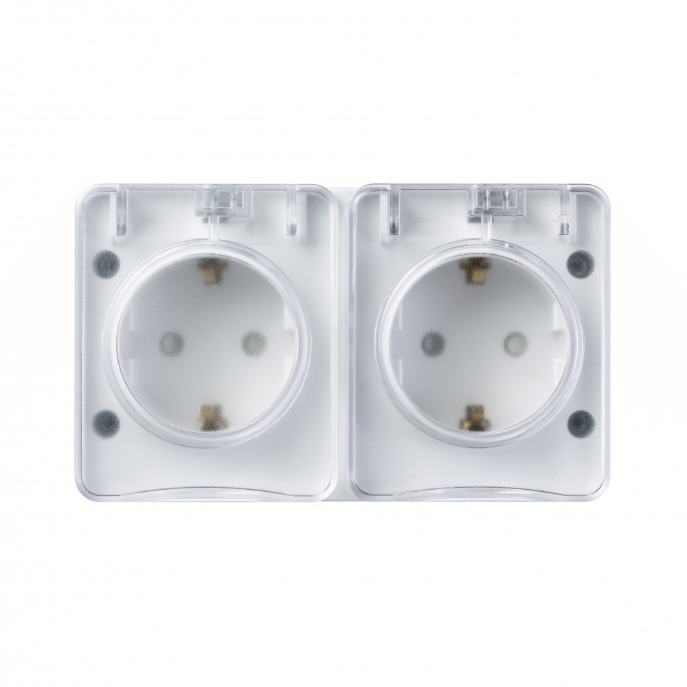 SE AtlasDesign Profi54 Наруж Белый Розетка 2-ая с/з со шт., 16А 250B IP54