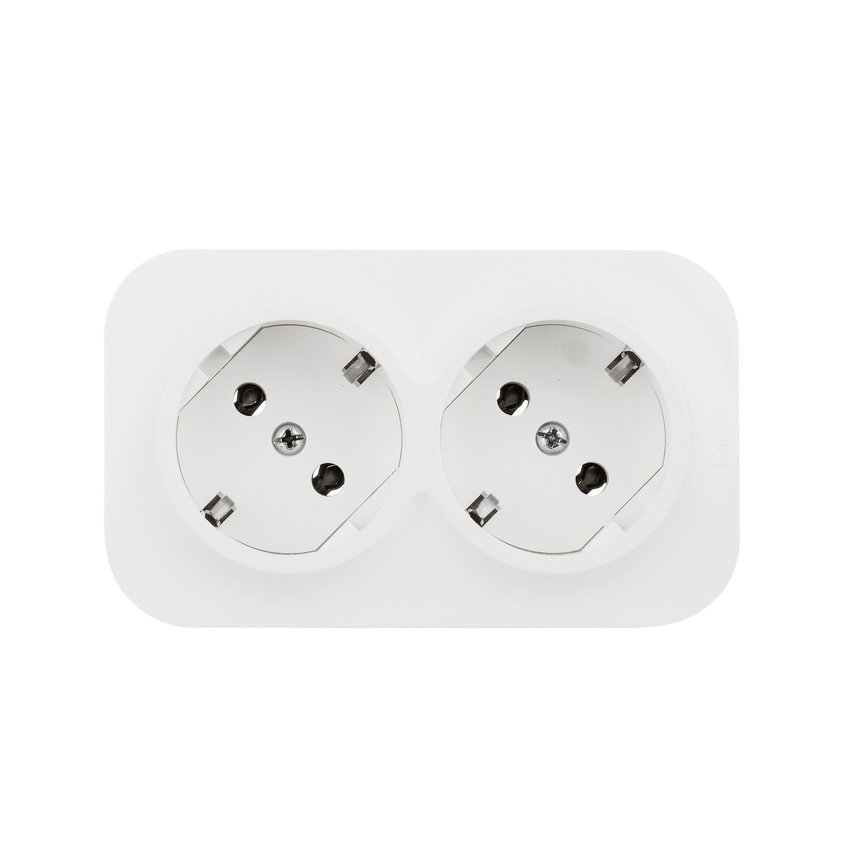 Legrand Quteo IP 20 Белый Розеточный блок с предварительным подключением 2 x 2К+З с защитными шторками - 16 A - 250 В~