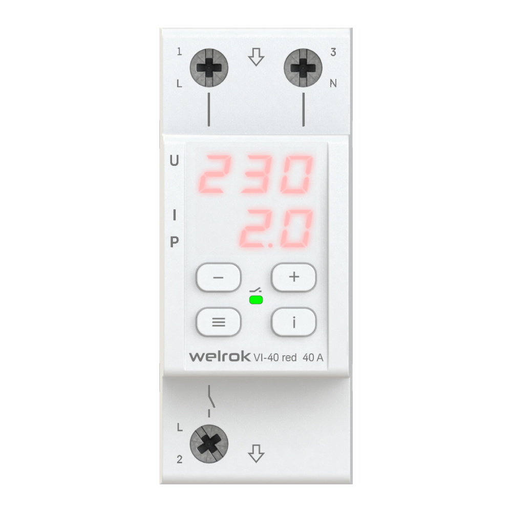Welrok VI-40 red Реле напряжения 40 А max 50 A 8 800 ВА