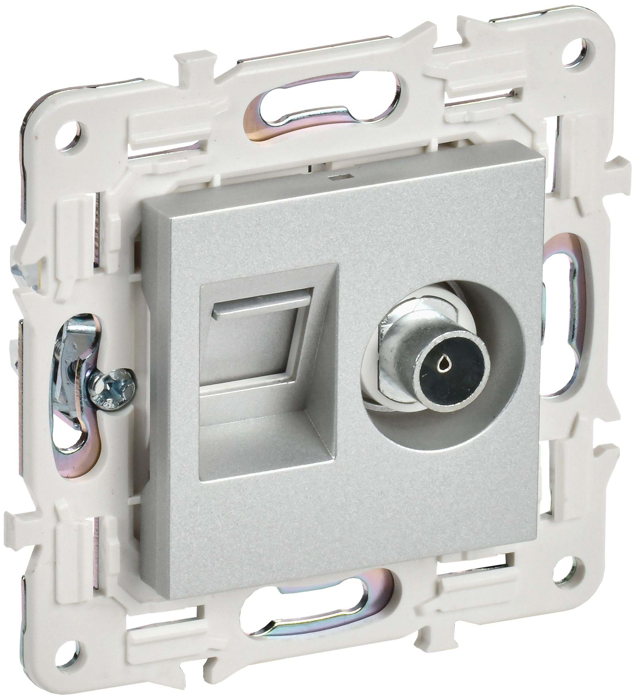 IEK SKANDY Серебряный Розетка двойная TV+RJ45 кат.6E SK-A15S