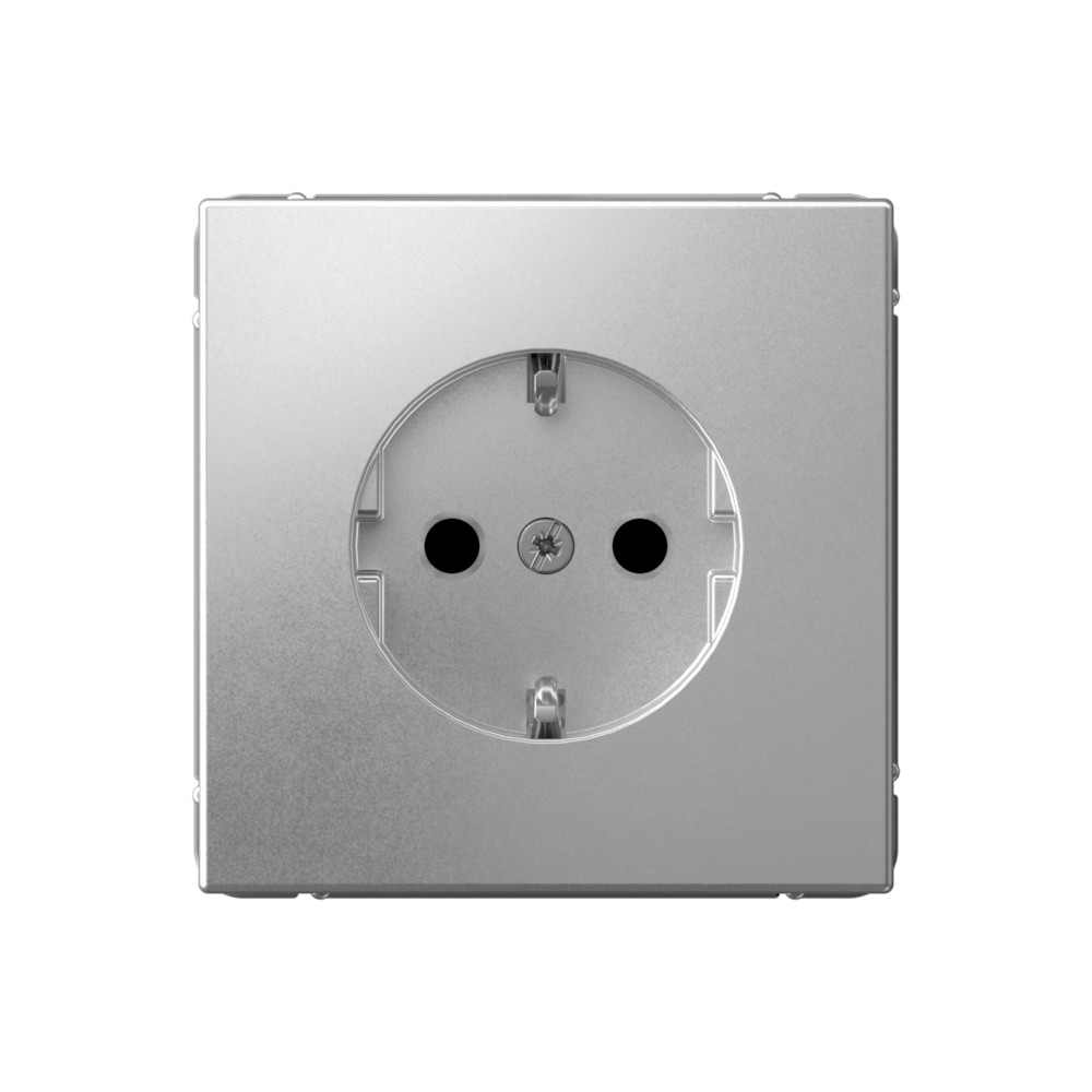 Systeme Electric ArtGallery Алюминий Розетка с заземлением со шторками, 16А, механизм