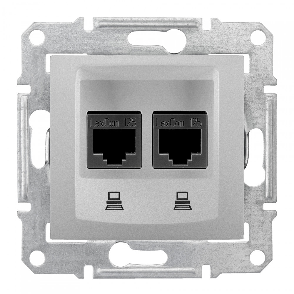 SE Sedna Алюминий Розетка компьютерная 2-ая RJ45 кат. 5e UTP