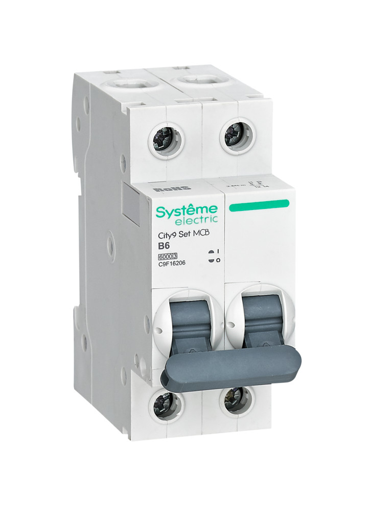 Systeme Electric City9 Set Автоматический выключатель (АВ) B 6А 2P 6kA 230В