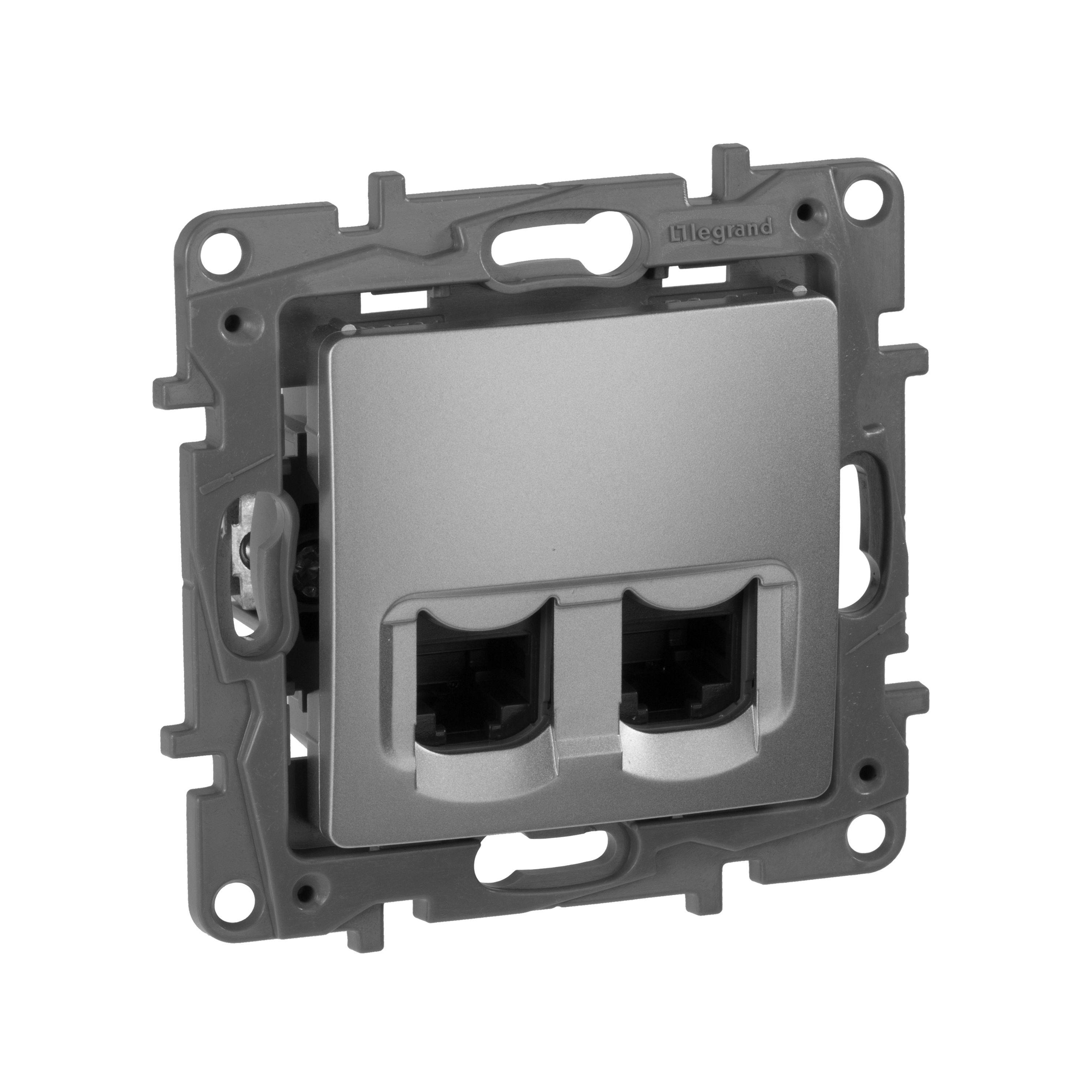 Legrand Etika Алюминий Розетка компьютерная 2-ая RJ45, категория 5е UTP - Etika - алюминий