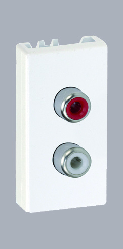Simon Connect Графит Плата с 2-мя разъёмами RCA (чёрный, красный), винты, 22,5х45мм