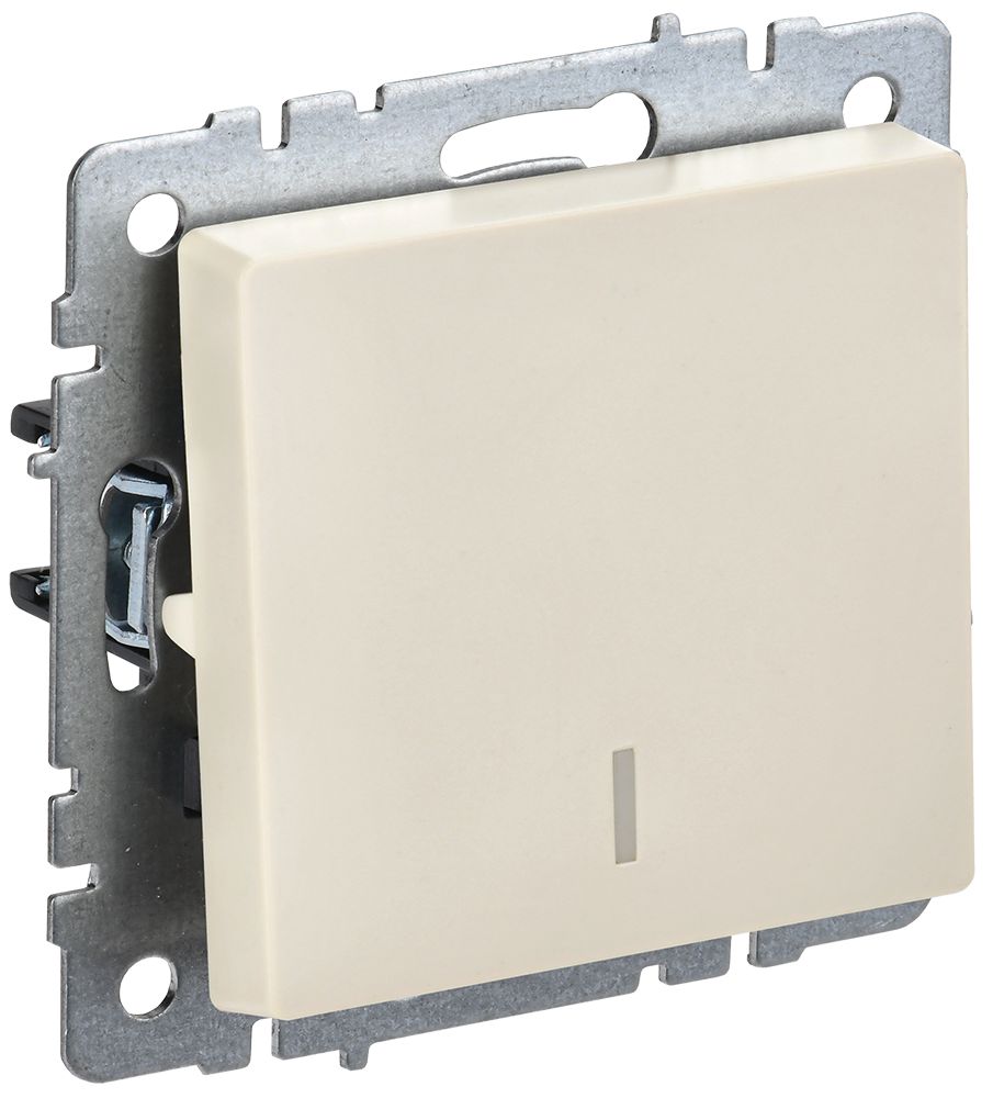 IEK BRITE BASE Бежевый Выключ. 1-кл. прох. с инд. 10А ВС10-1-7-БрКр