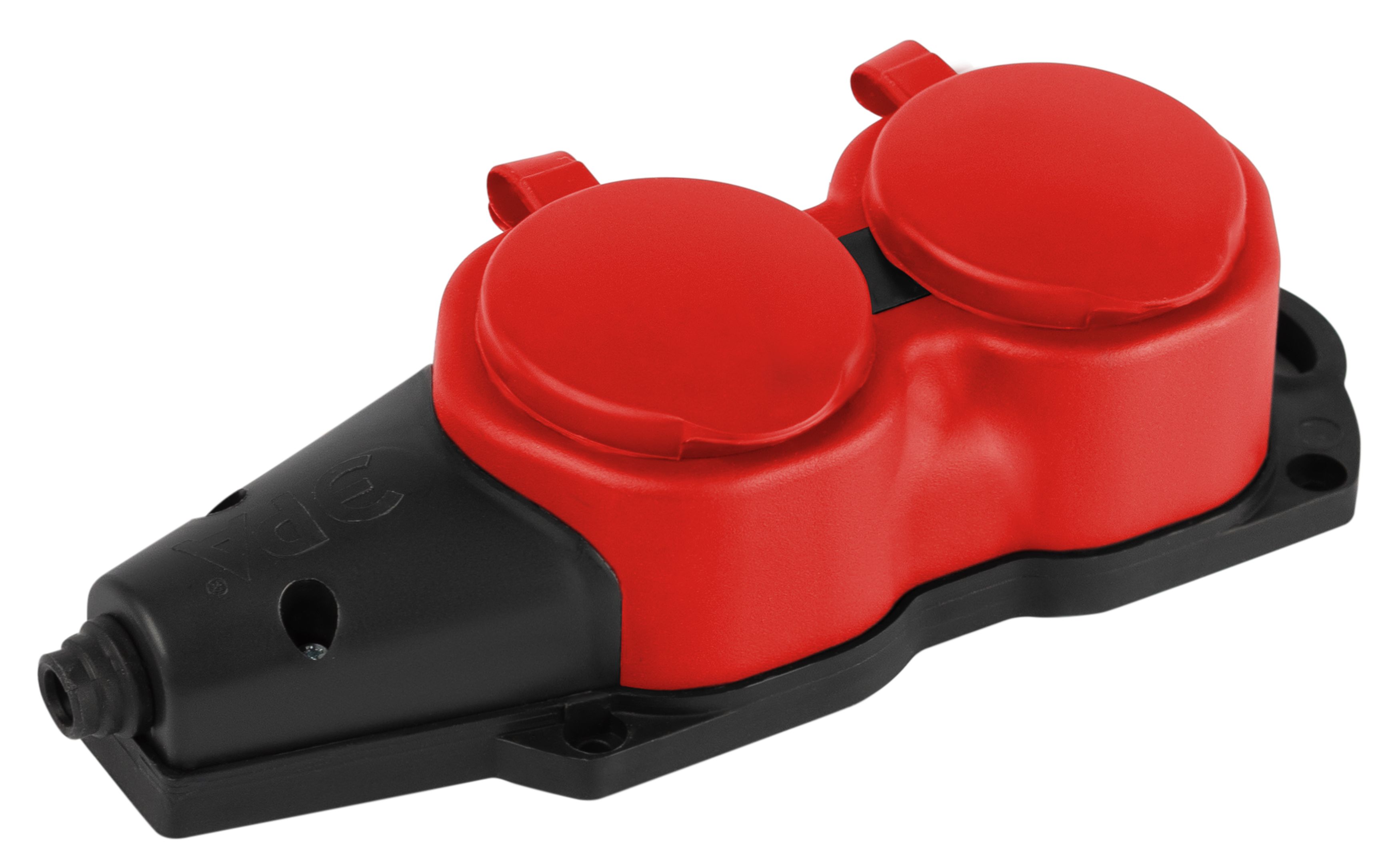 ЭРА Колодка KX-2e-RED-IP44 каучуковая с заземлением 2 розетки 16A IP44 красная