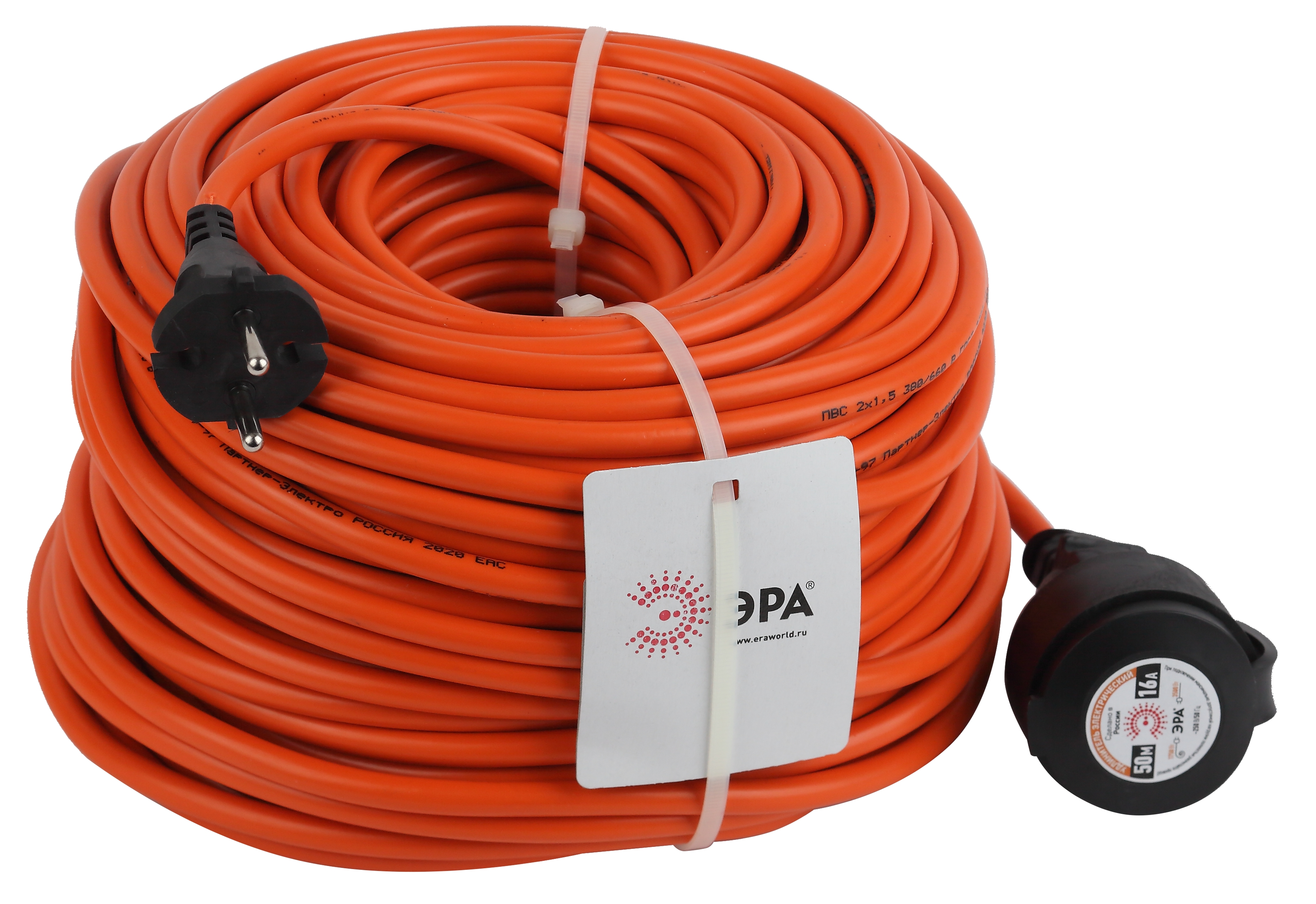 ЭРА Удлинитель силовой UPx-1-2x1.5-50m в бухте без заземления 50м 1 розетка ПВС 2x1.5мм2