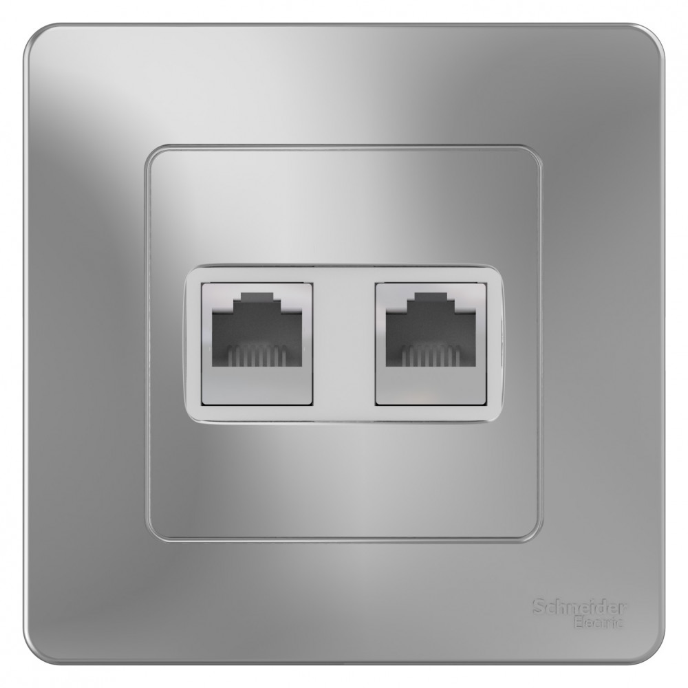 SE Blanca внутр Алюминий Розетка 2-ая компьютерная RJ45