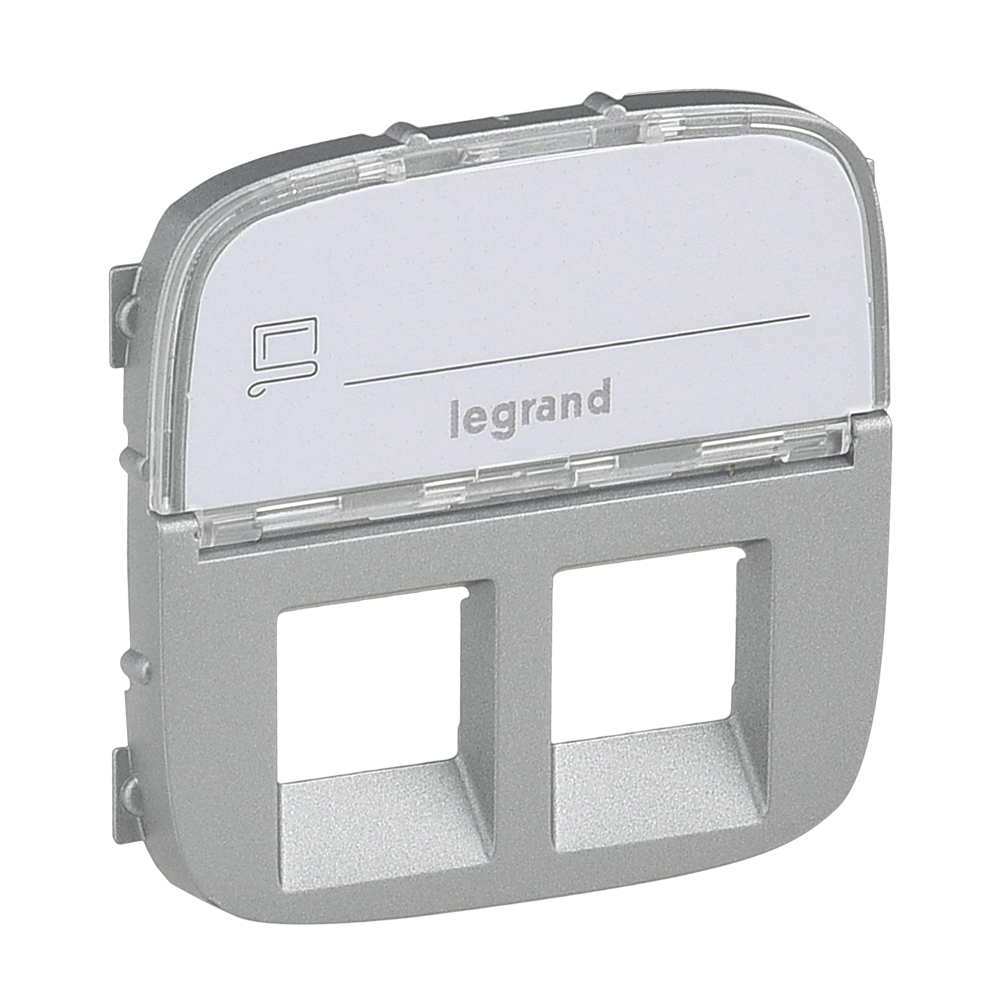 Legrand Valena ALLURE Алюм Накладка розетки комп 2-ой/ТЛФ+комп с полем для надписи