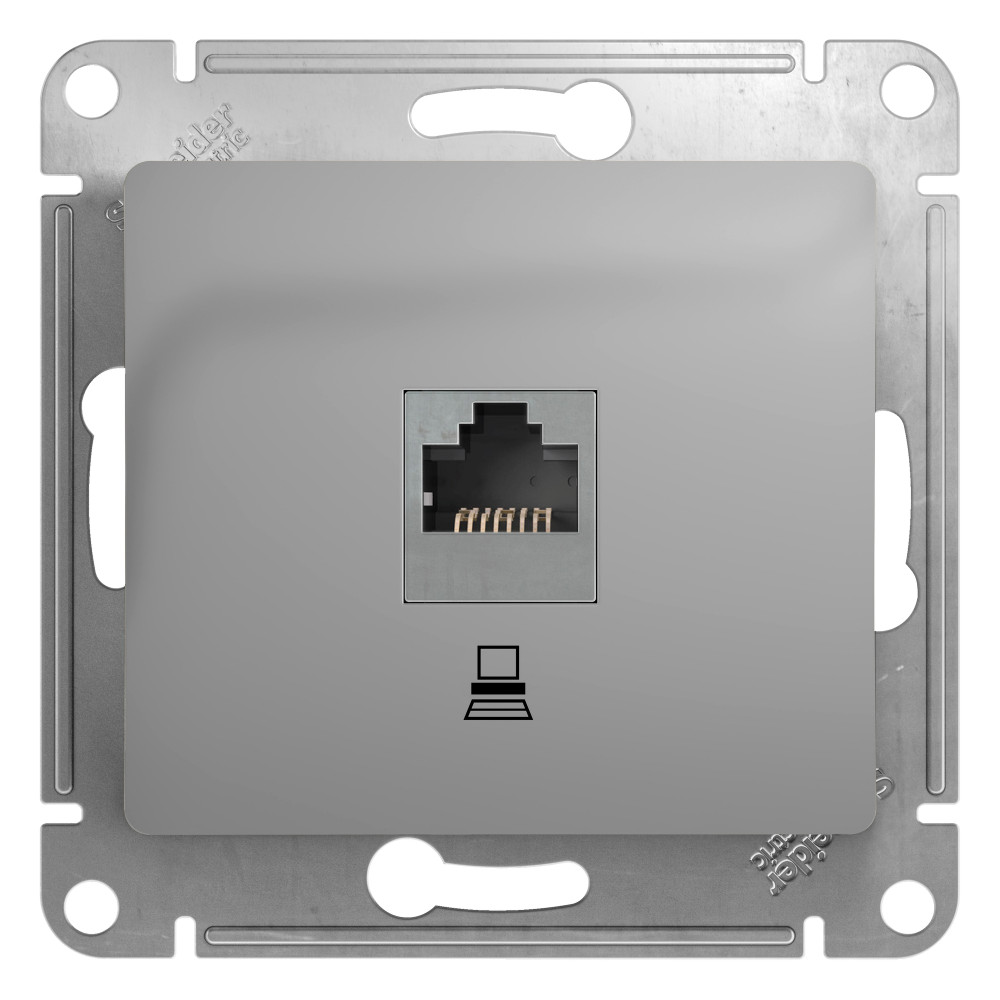 SE Glossa Алюминий Розетка компьютерная RJ45 кат.5E