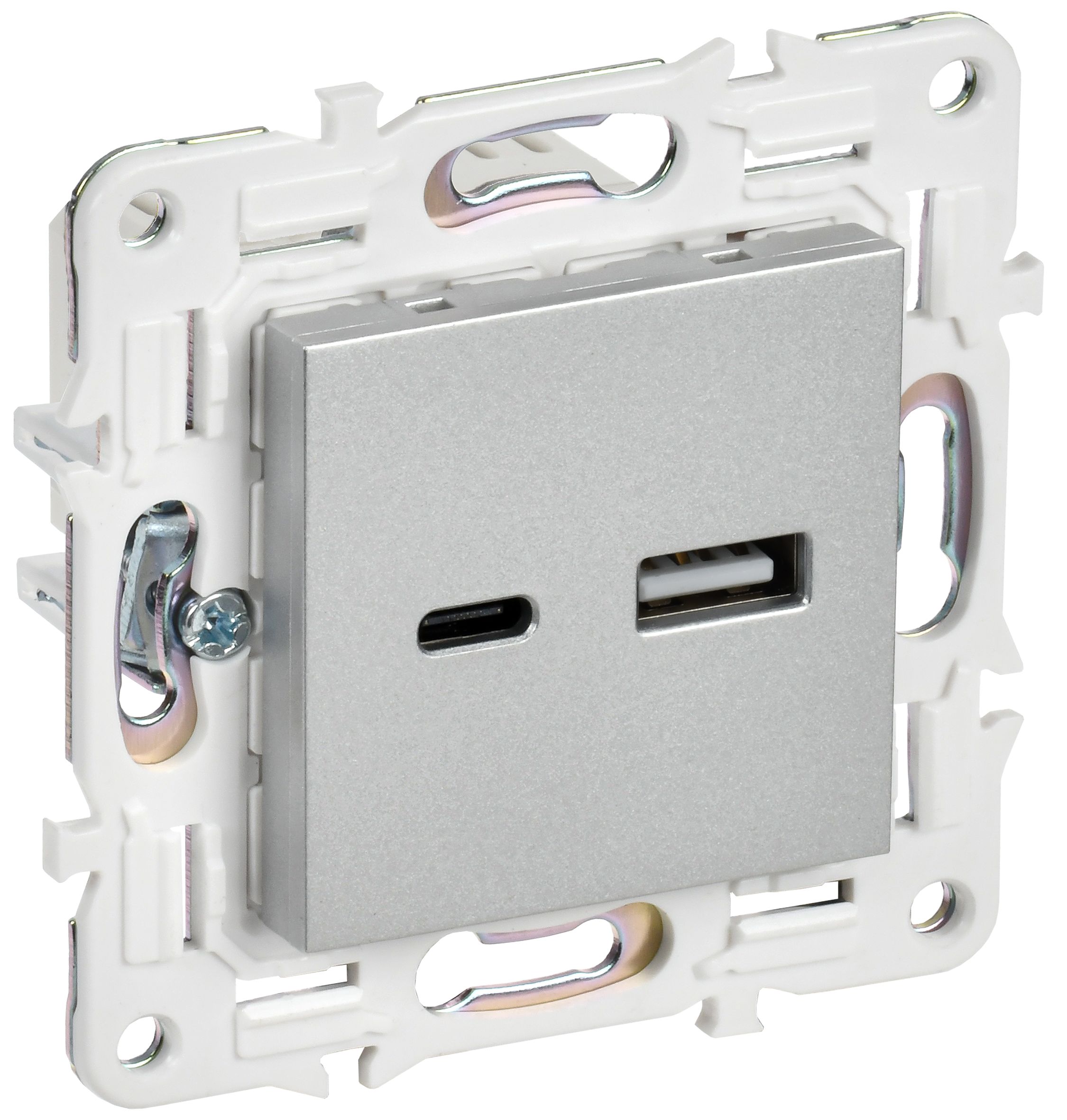 IEK SKANDY Серебряный Розетка USB A+C 3,1А SK-R14S