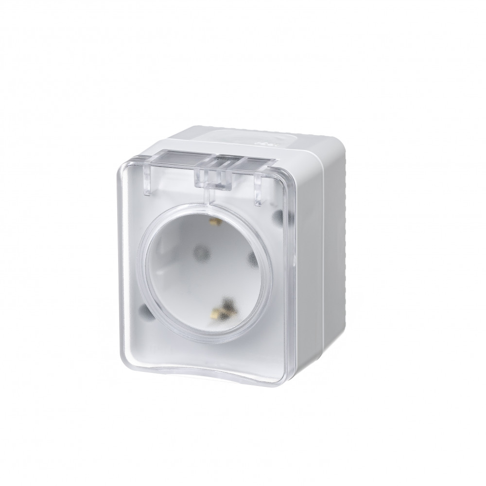 SE AtlasDesign Profi54 Наруж Белый Розетка с/з со шт., 16А 250B IP54