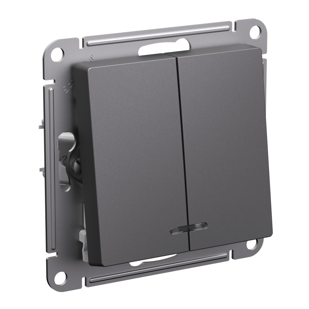 Systeme Electric AtlasDesign Базальт Выключатель 2-клавишный с подсветкой, сх.5а, 10АХ, механизм