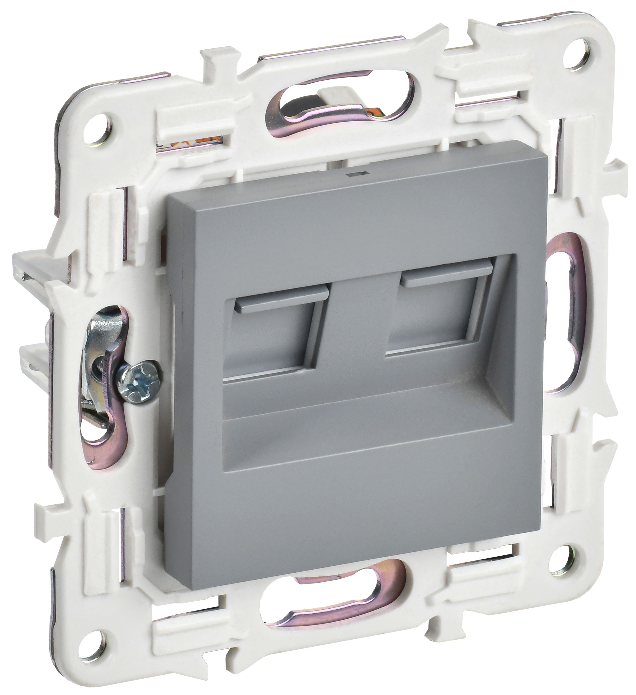 IEK SKANDY Серый Розетка компьютерная двойная RJ45 кат.6 SK-K04Gr