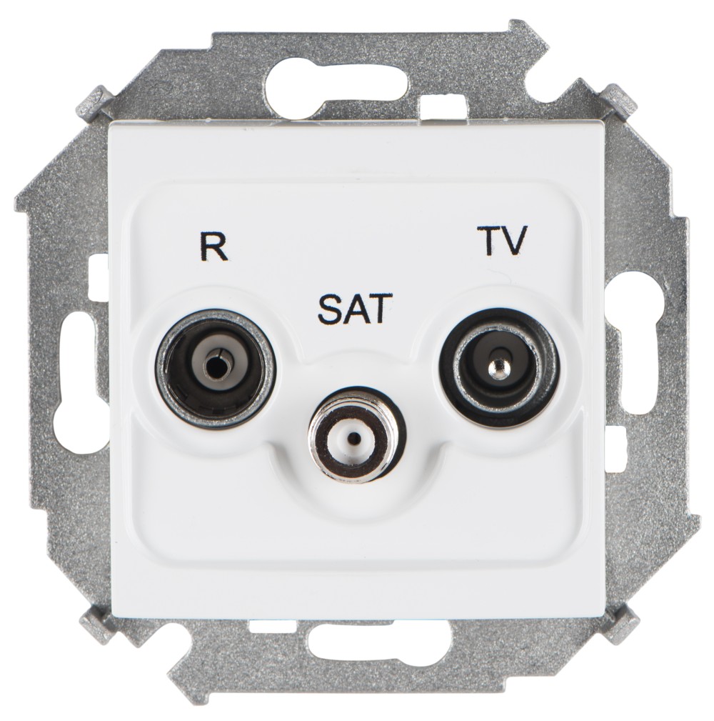 Simon 15 Белая Розетка R-TV-SAT одиночная, винт.зажим