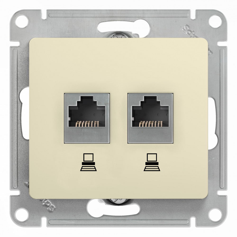 SE Glossa Беж Розетка 2-ая компьютерная RJ45+RJ45, кат.5E