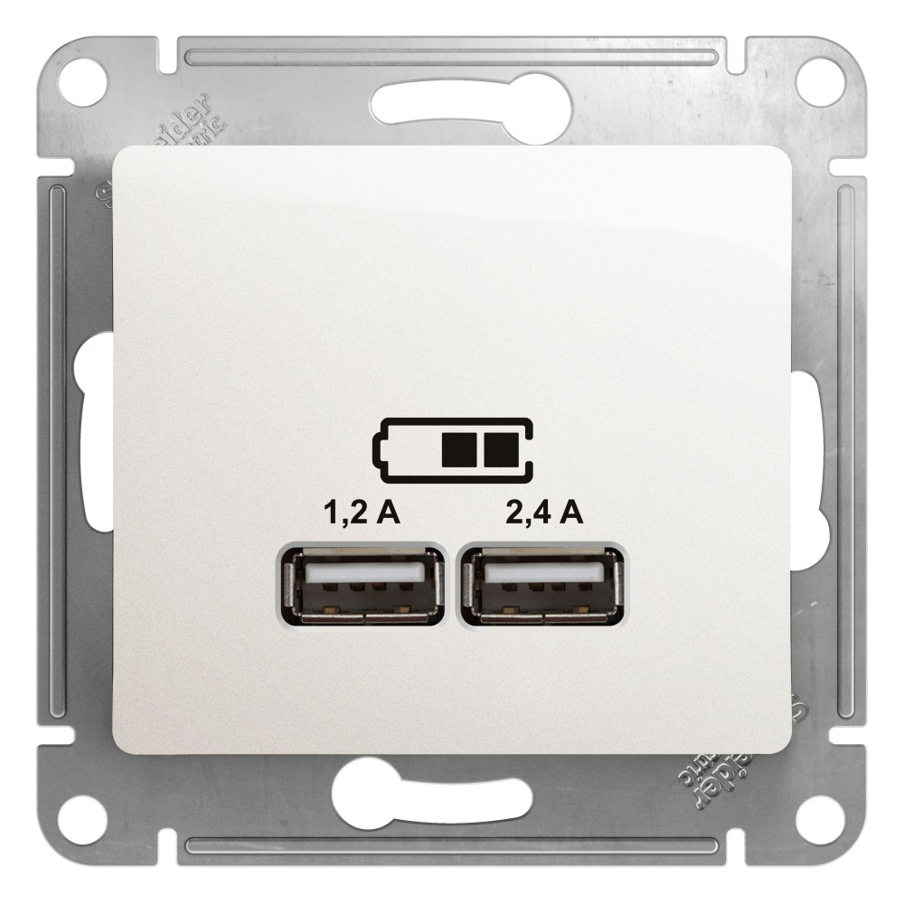 SE Glossa Перламутр USB Розетка A+С, 5В/2,4А, 2х5В/1,2 А