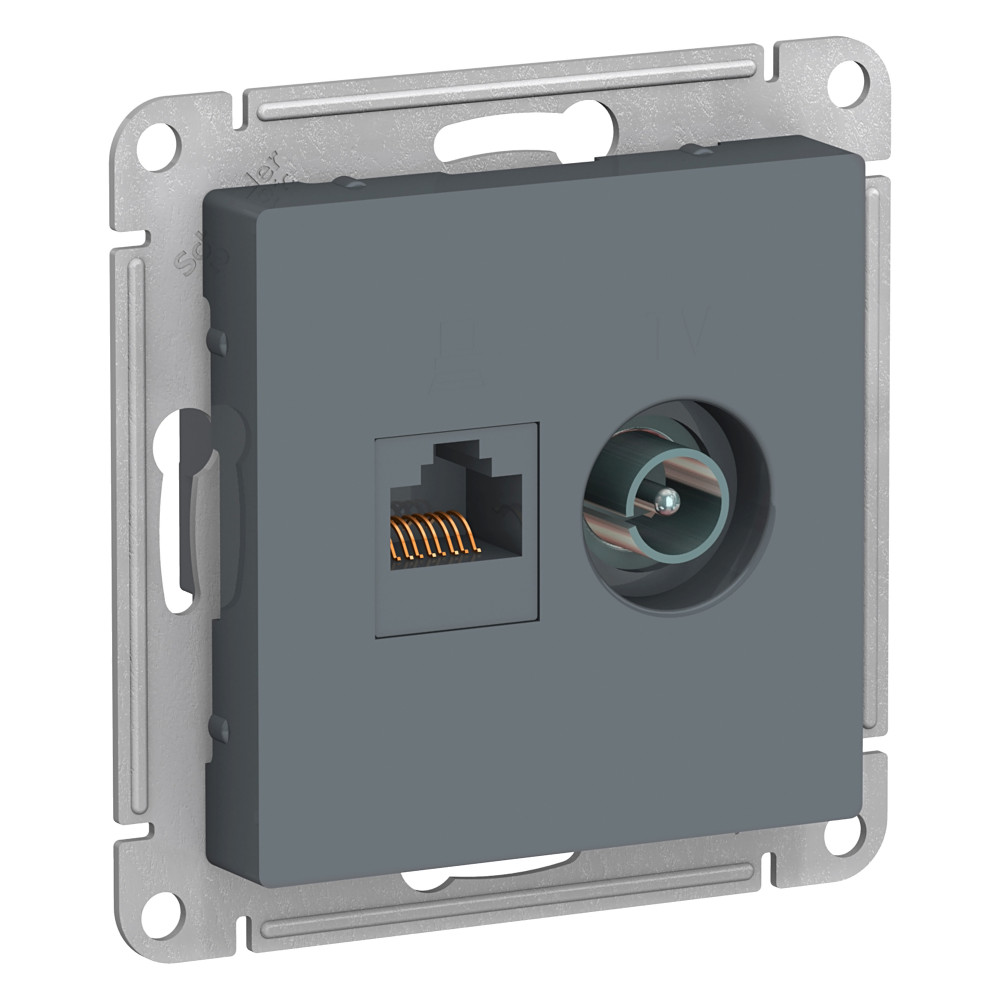 SE AtlasDesign Грифель Розетка двойная комп+ТВ, RJ45+TV, кат.5E, механизм