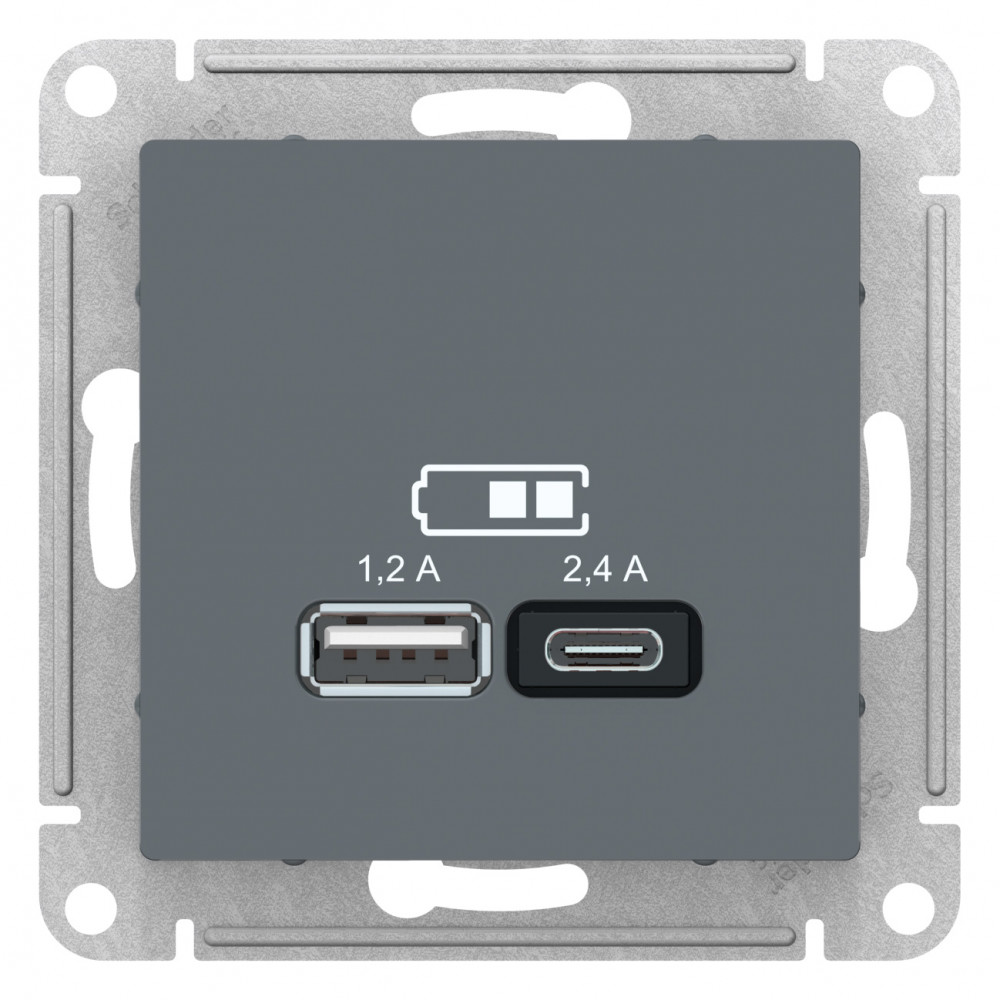 SE AtlasDesign Грифиль USB A+С, 5В/2,4А, 2х5В/1,2А, механизм