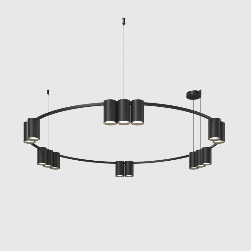 Denkirs DK4067-BK Подвесной светильник ORBIT, IP20, 15xGU10 LED до 15 Вт, черный матовый, алюминий