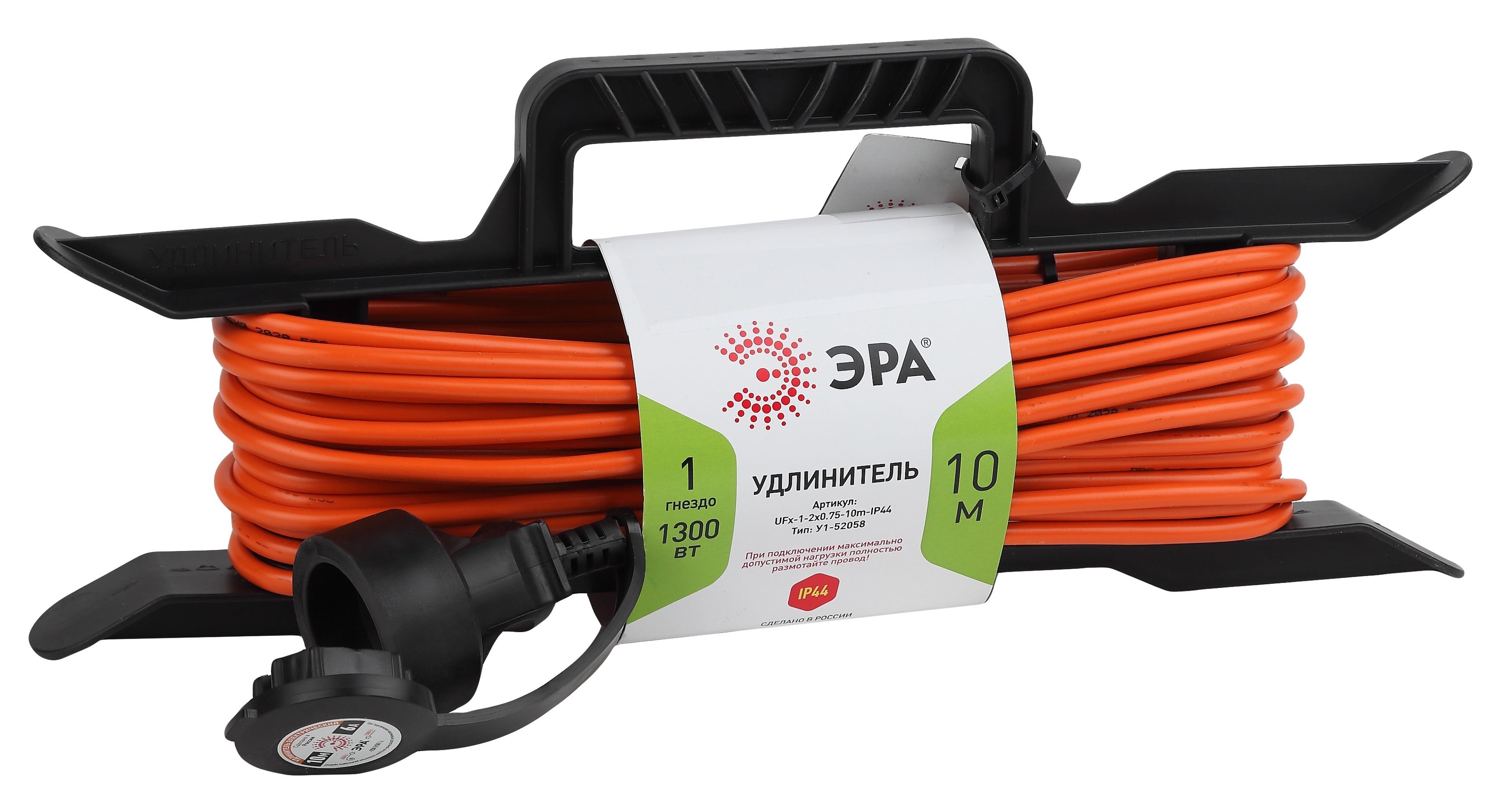 ЭРА Удлинитель силовой UFx-1-2x0.75-10m на рамке без заземления 1 розетка 10м ПВС 2x0.75мм2