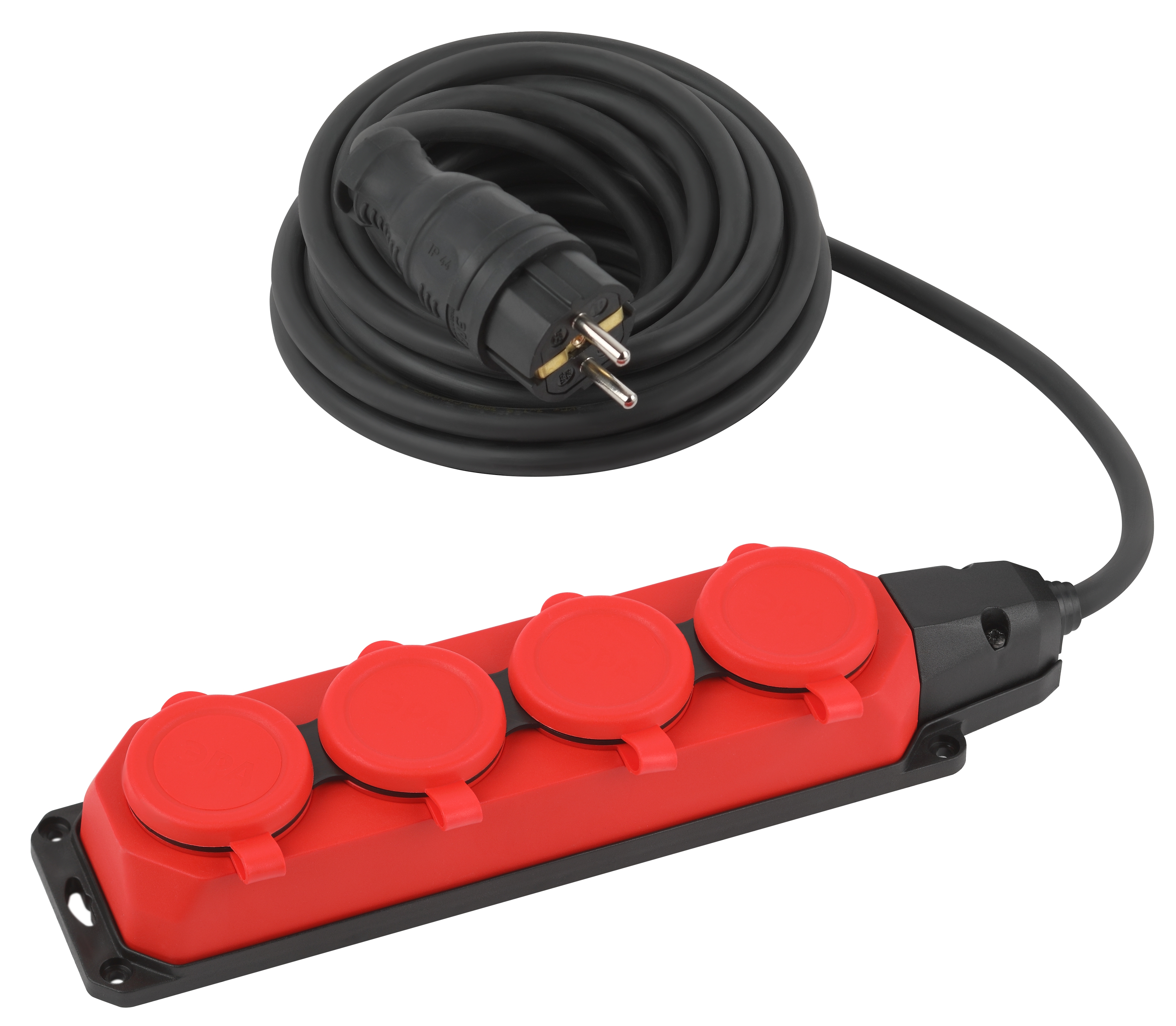 ЭРА Удлинитель силовой UK-4e-3x1,5-5m-IP44(KG) с заземлением 4 розетки каучук 5м КГ 3х1,5мм2 IP44