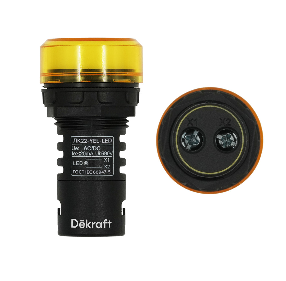 Dekraft Лампа комм. ADDS D22 LED жел. 24В AC/DC ЛK-22