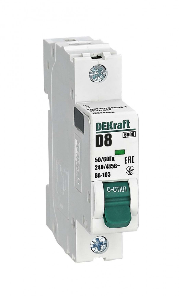 Dekraft Автоматический выключатель 1Р 8А х-ка D ВА-103 6кА