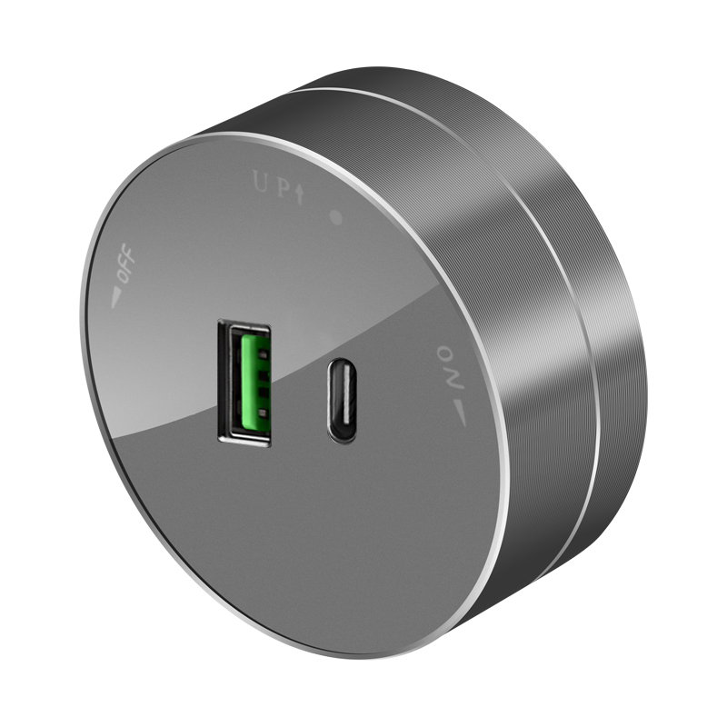 Systeme Electric MultiTrack Графит Розетка 2хUSB (тип А+С) 18Вт, 5В/3А