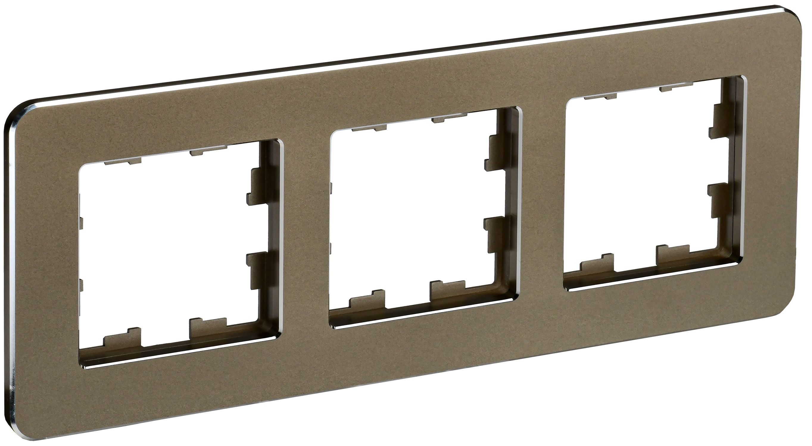 IEK BRITE DECOR Латунь металл. скругл.угол Рамка 3-м РУ-3-1-Бр RE