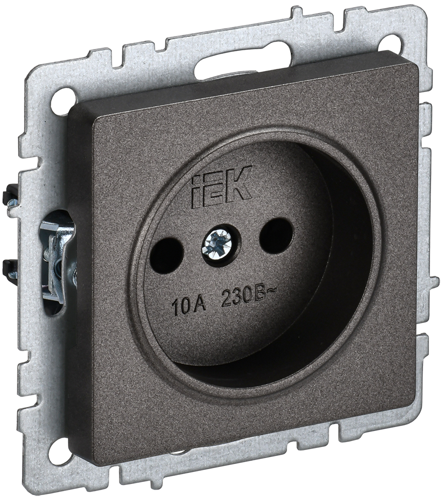 IEK BRITE Розетка 1-местная без заземления без защитных шторок 10А РС10-1-0-БрТБ темная бронза