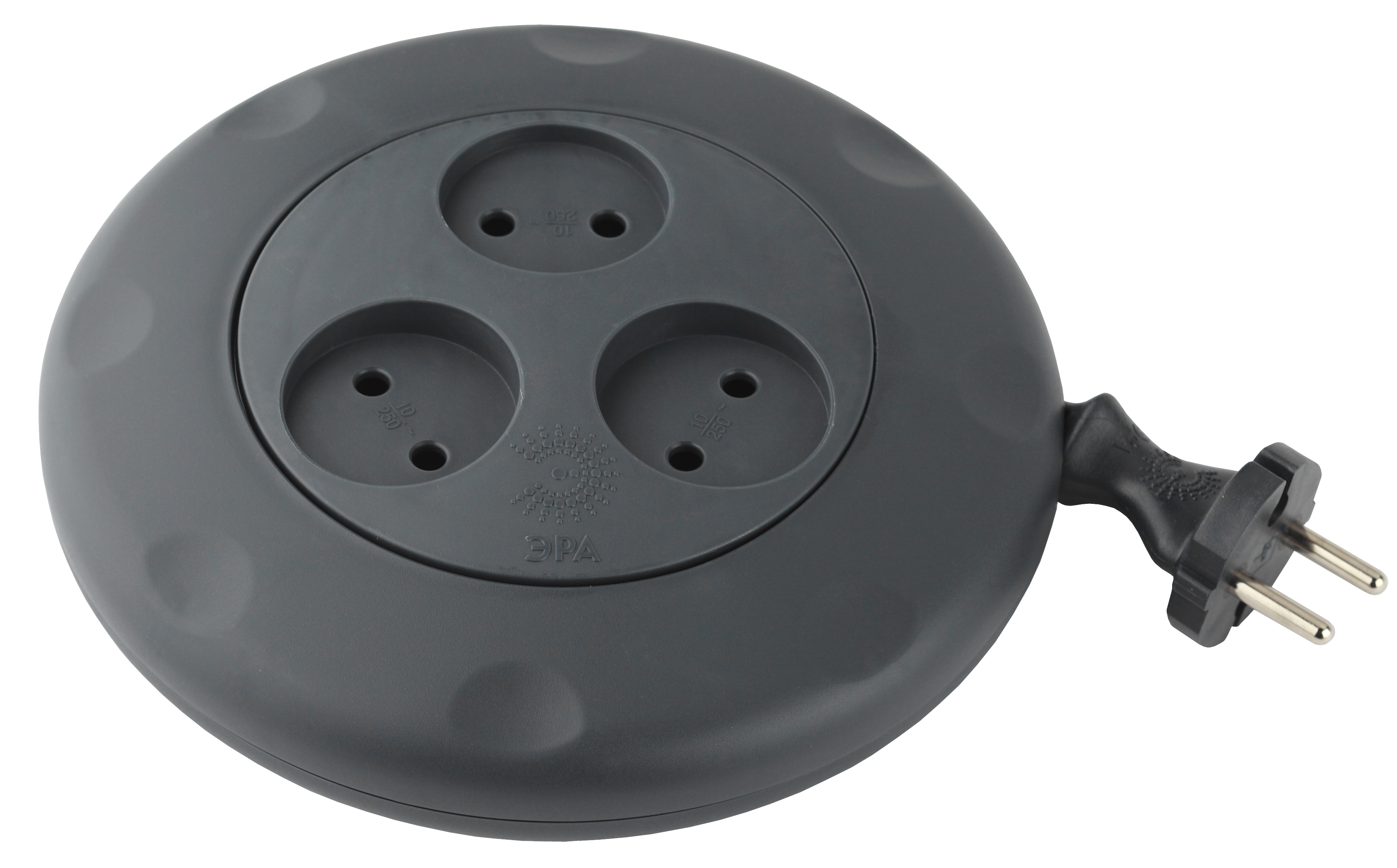 ЭРА Удлинитель электрический UR-3-3m-B рулетка без заземления 3 розетки 3м 2x1мм2 10А черная