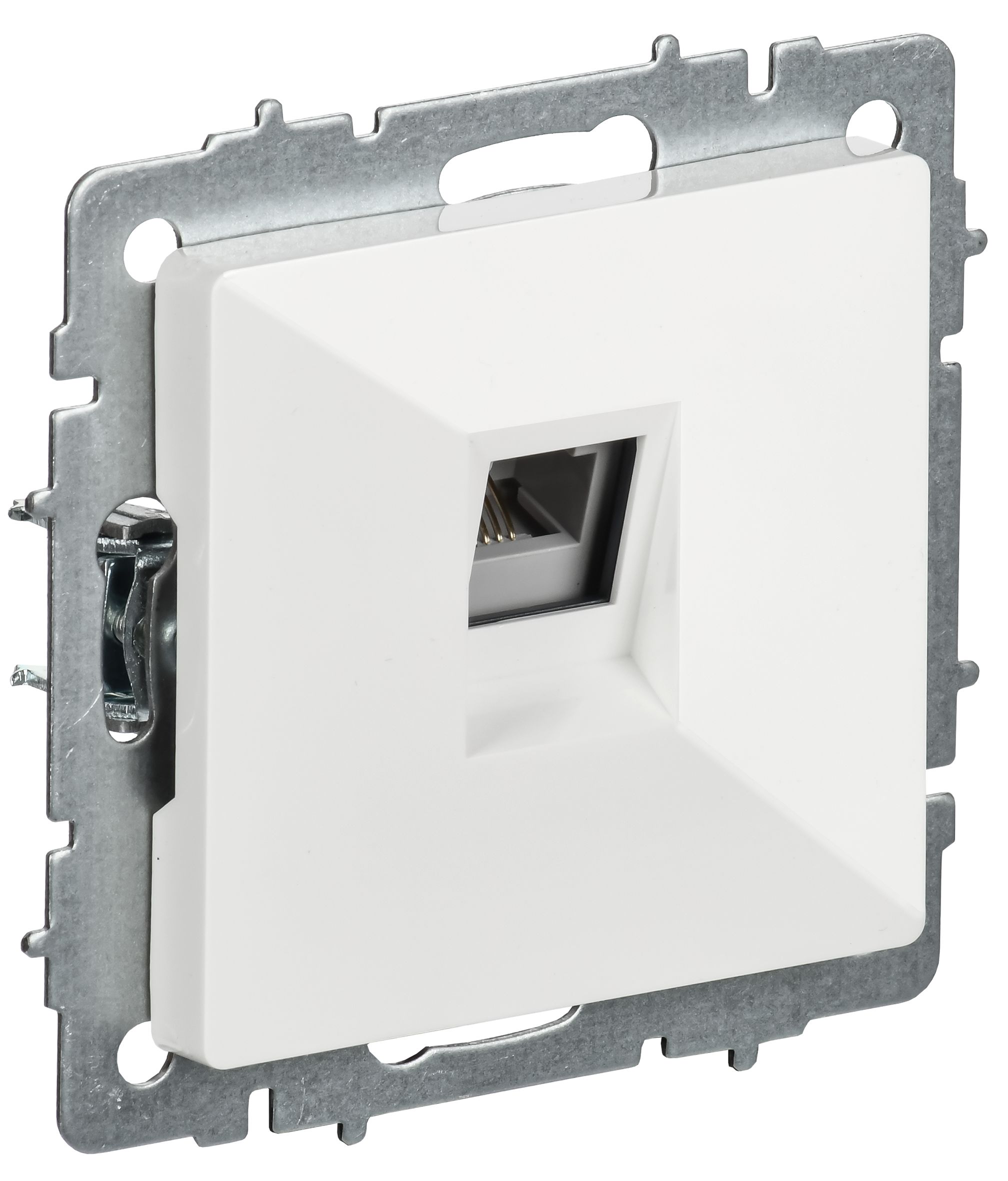 IEK BRITE BASE Белый Розетка телефонная RJ11 РТ10-БрБ